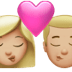 👩🏼‍❤️‍💋‍👨🏼 kiss: woman, man, medium-light skin tone display on Apple